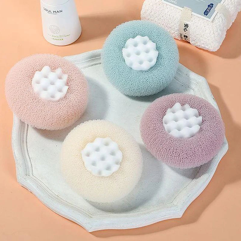Sunflower-Shaped Bath Ball with Suction Cup and Handle for Exfoliation - Shower Sponge Bathroom Accessory