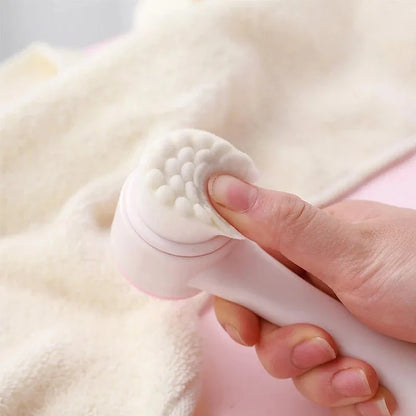 3D Dual-Sided Silicone Facial Cleansing Brush with Gentle Bristles for Exfoliation and Manual Massage