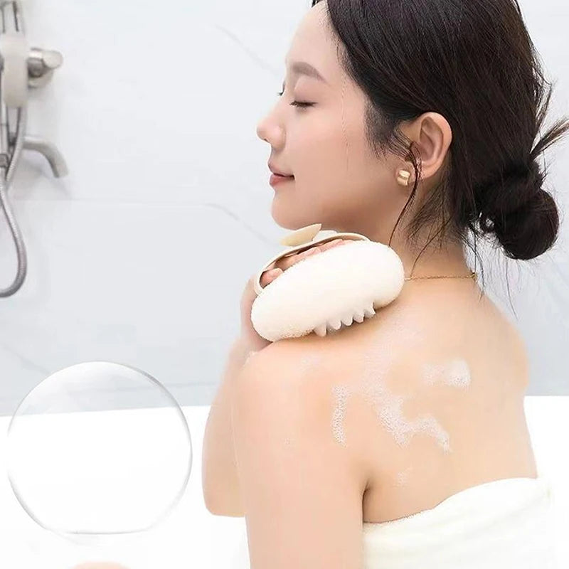 Sunflower-Shaped Bath Ball with Suction Cup and Handle for Exfoliation - Shower Sponge Bathroom Accessory