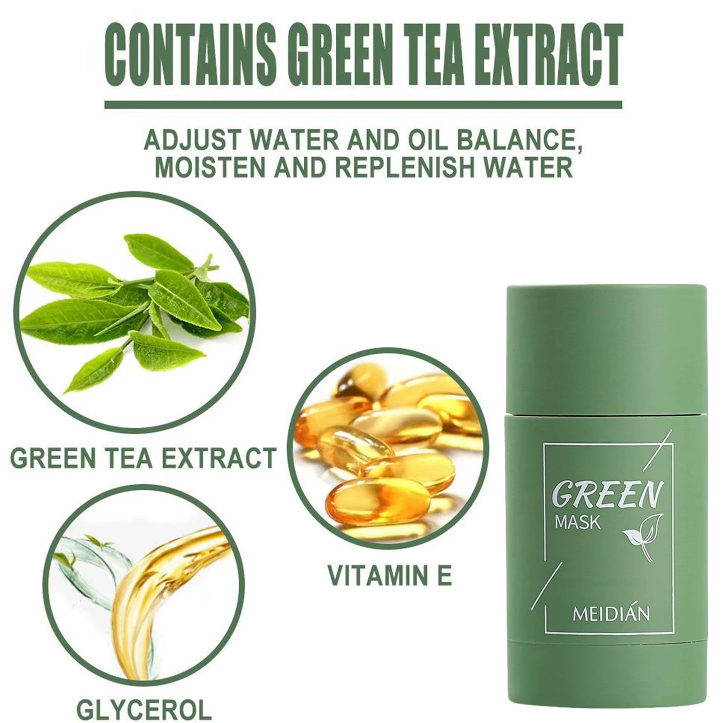 Green Tea Cleansing Mask for Acne and Blemish Treatment - Natural Plant-Based Formula for Blackhead Removal and Gentle Skincare Solutions