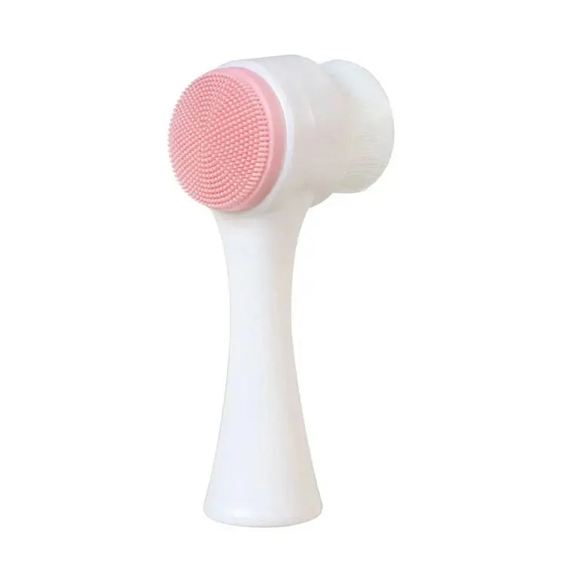 3D Dual-Sided Silicone Facial Cleansing Brush with Gentle Bristles for Exfoliation and Manual Massage
